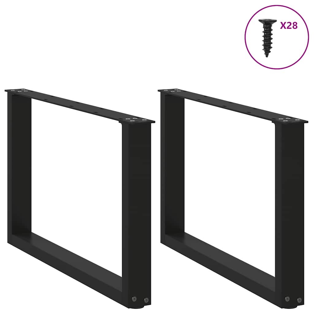vidaXL Coffee Table Legs U-Shaped 2 pcs Black 70x(42-43) cm Steel