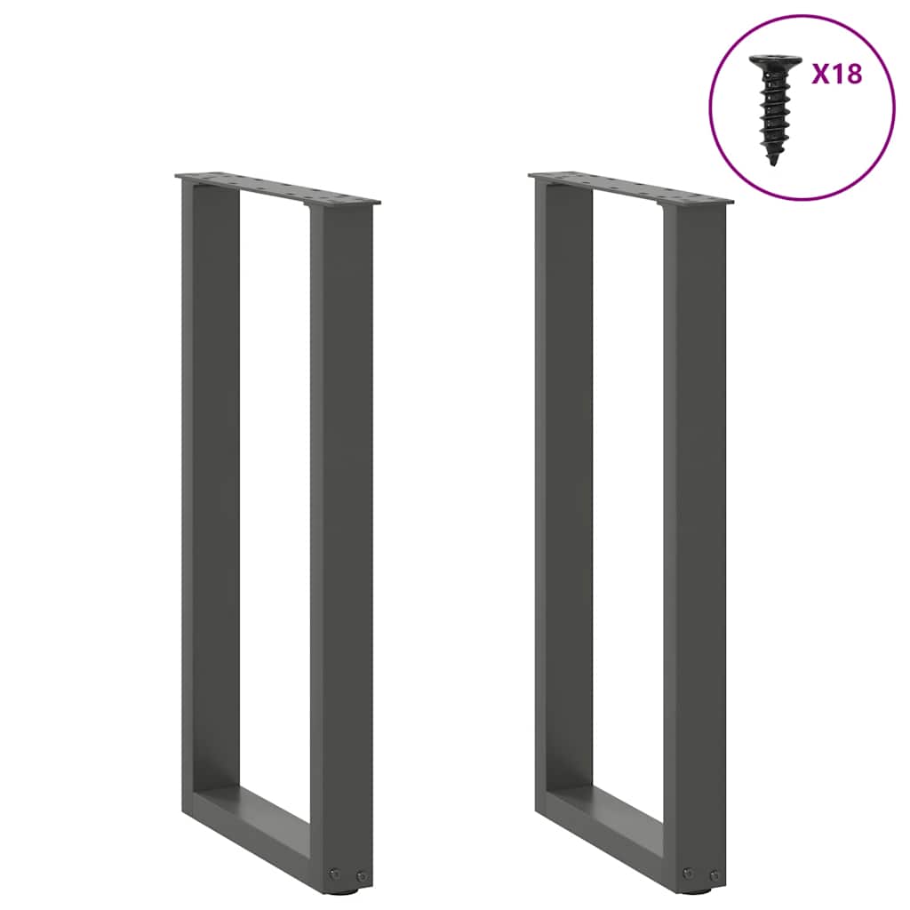 vidaXL Console Table Legs U-Shaped 2 pcs Anthracite 28x(72-73) cm Steel