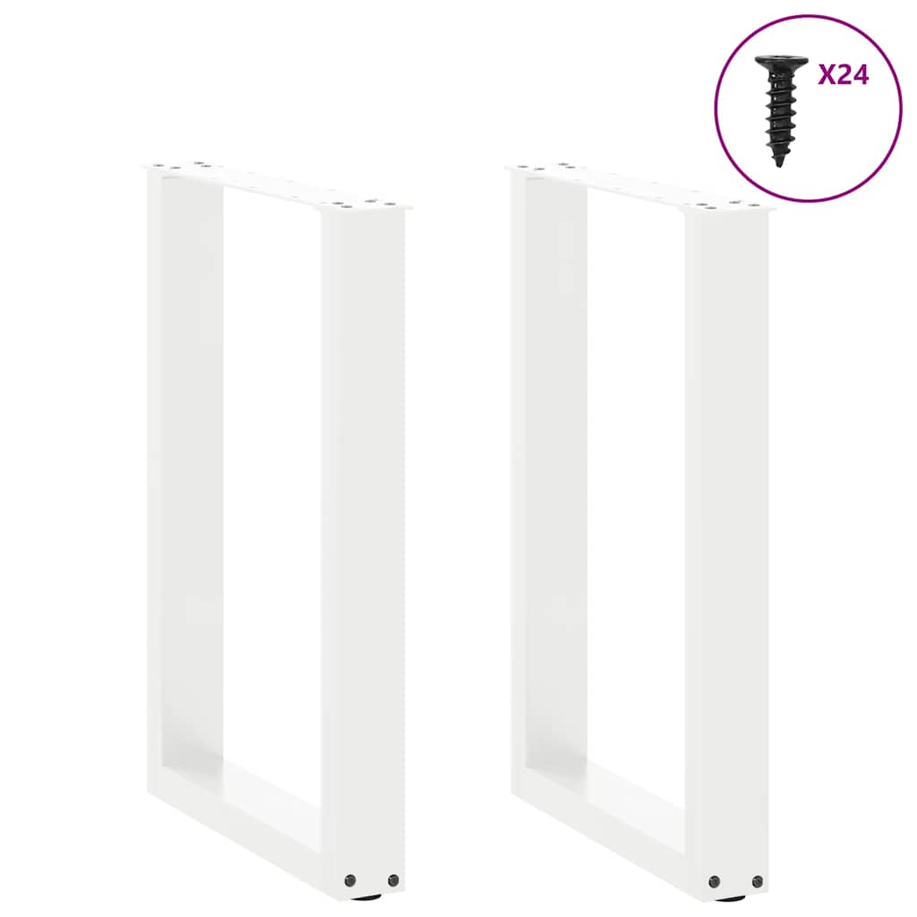 vidaXL Dining Table Legs U-Shaped 2 pcs White 50x(72-73) cm Steel