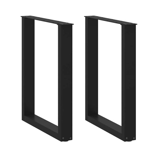 vidaXL Dining Table Legs U-Shaped 2 pcs Black 60x(72-73) cm Steel