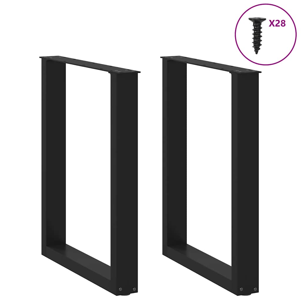 vidaXL Dining Table Legs U-Shaped 2 pcs Black 70x(72-73) cm Steel
