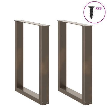 vidaXL Dining Table Legs U-Shaped 2 pcs Natural Steel 70x(72-73) cm Steel