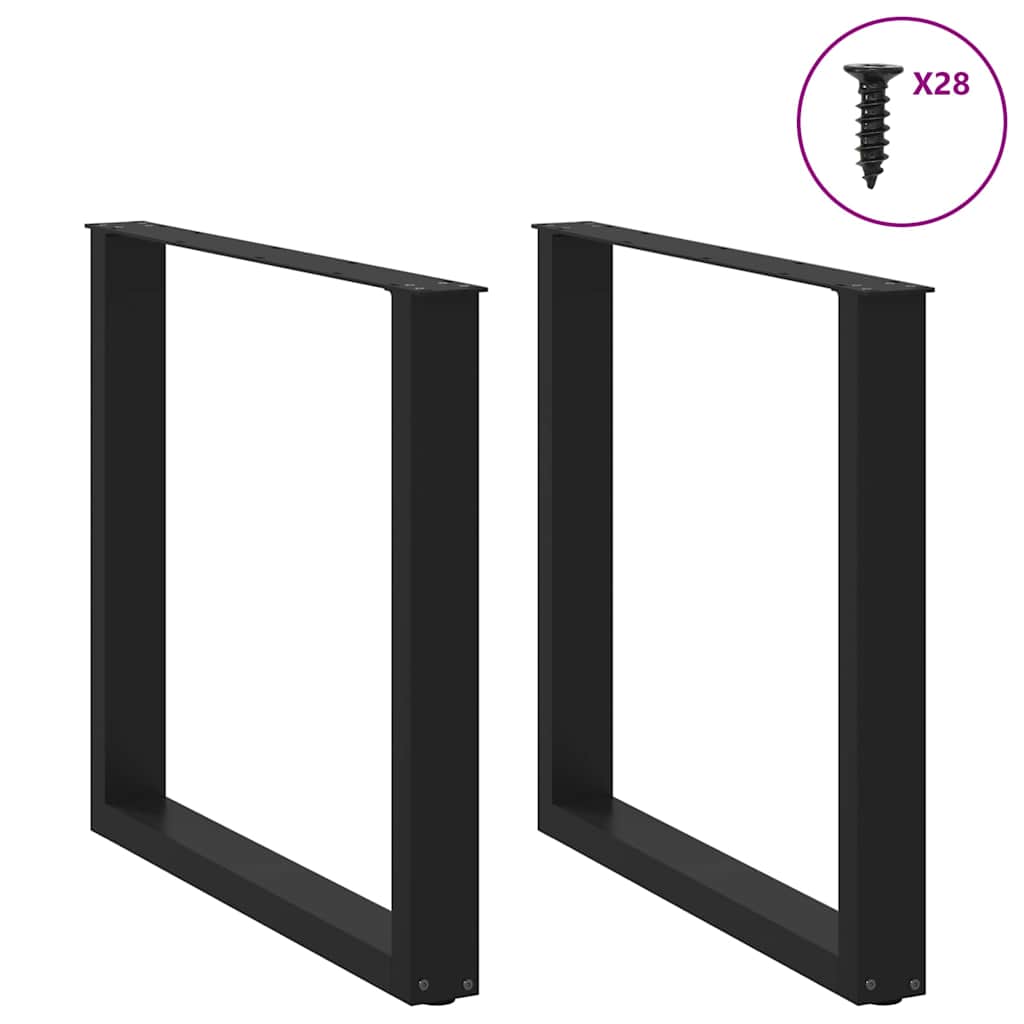 vidaXL Dining Table Legs U-Shaped 2 pcs Black 80x(72-73) cm Steel