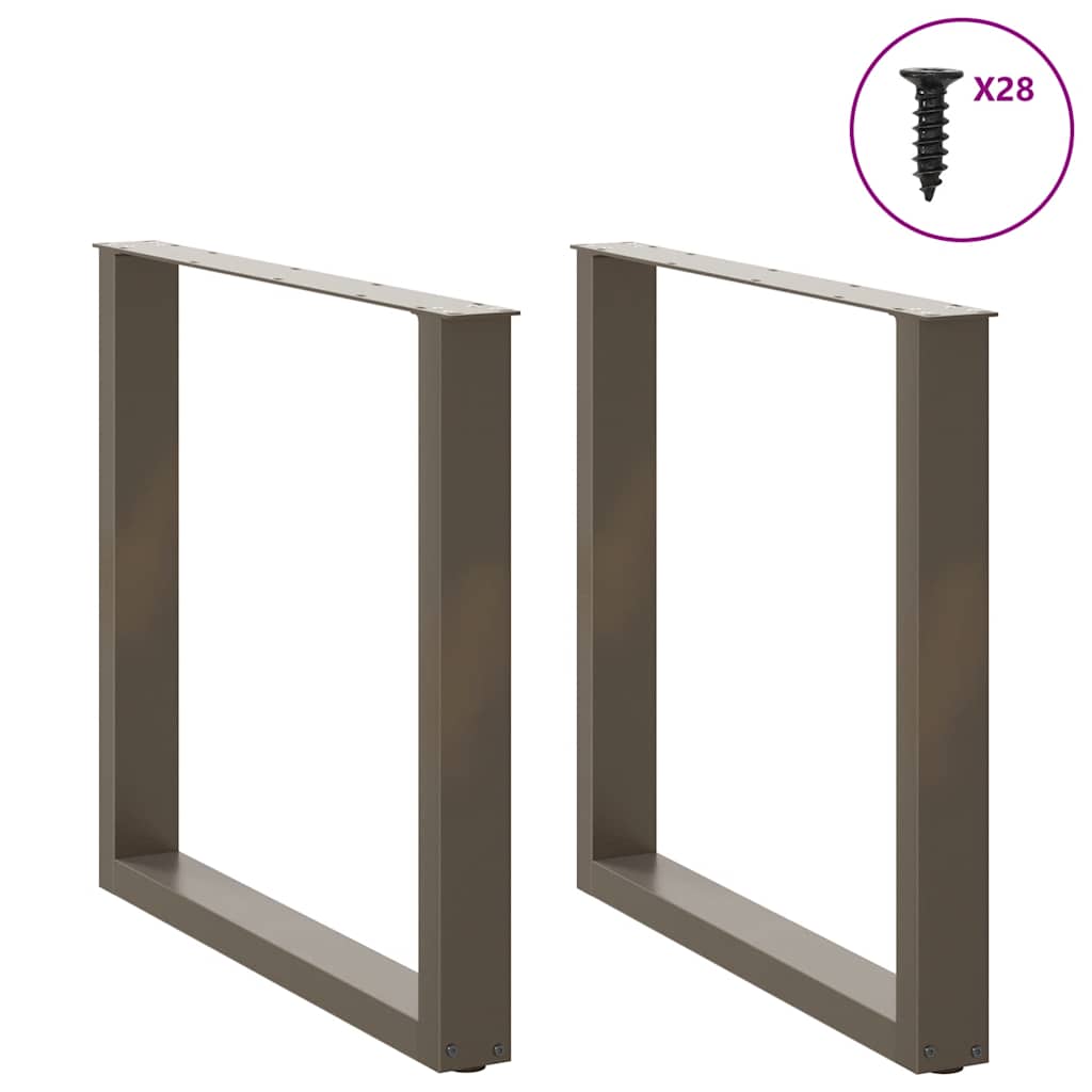 vidaXL Dining Table Legs U-Shaped 2 pcs Natural Steel 80x(72-73) cm Steel