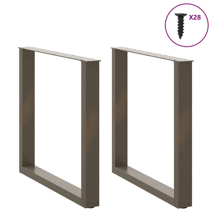 vidaXL Dining Table Legs U-Shaped 2 pcs Natural Steel 80x(72-73) cm Steel