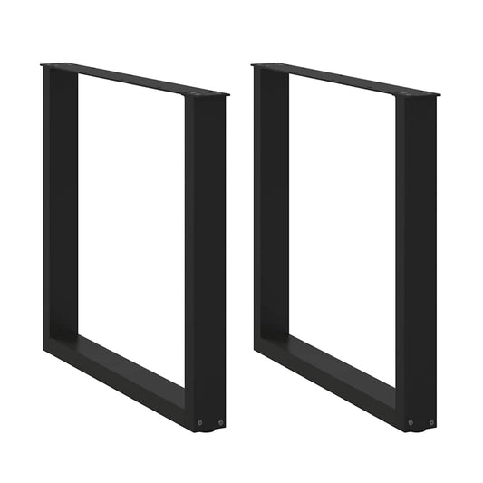 vidaXL Dining Table Legs U-Shaped 2 pcs Black 90x(72-73) cm Steel