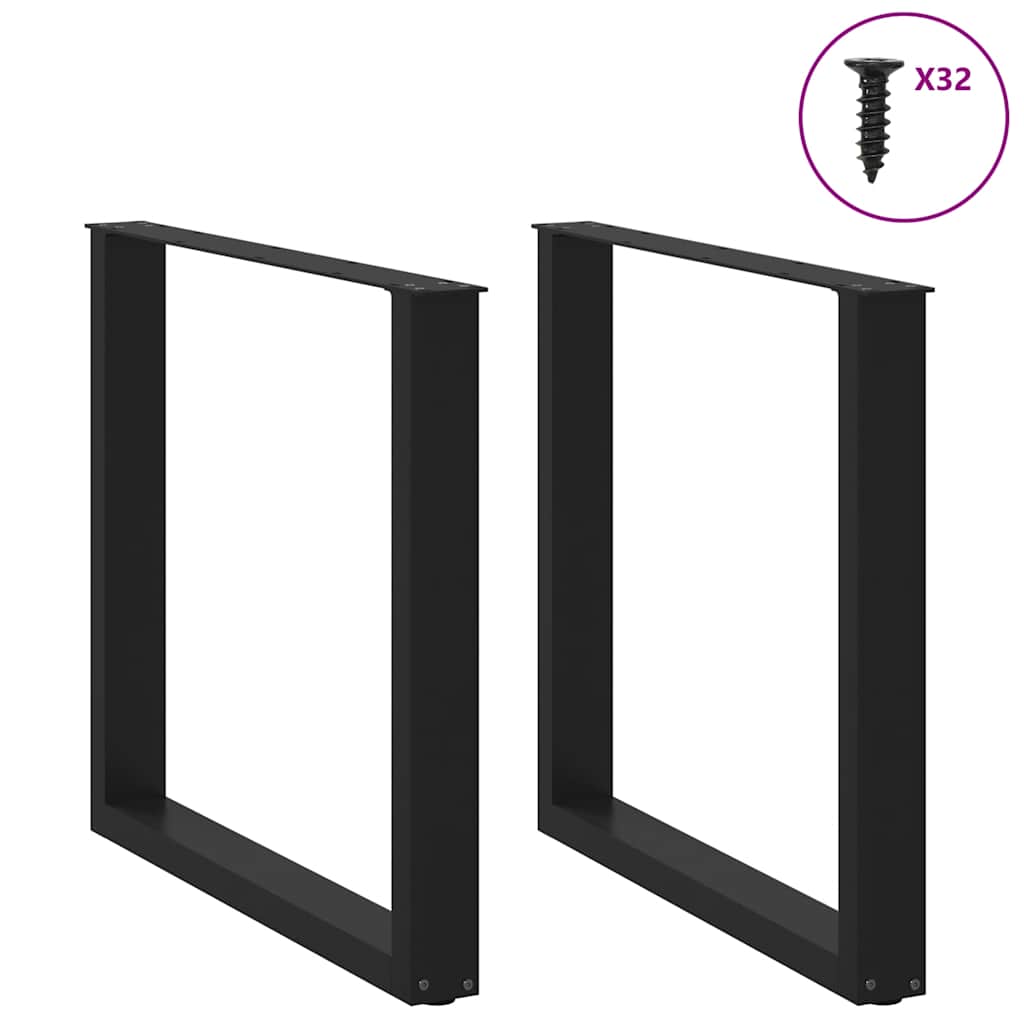 vidaXL Dining Table Legs U-Shaped 2 pcs Black 90x(72-73) cm Steel