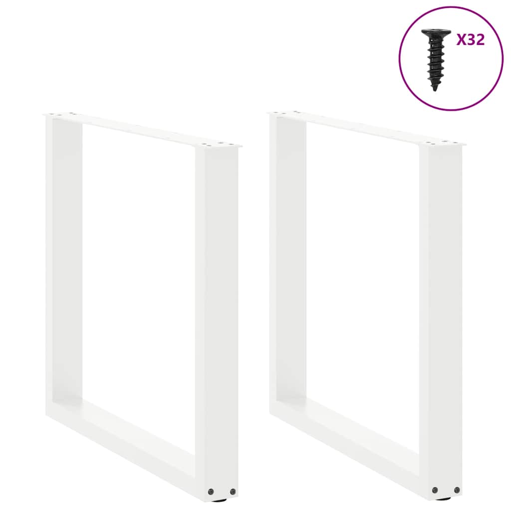 vidaXL Dining Table Legs U-Shaped 2 pcs White 90x(72-73) cm Steel
