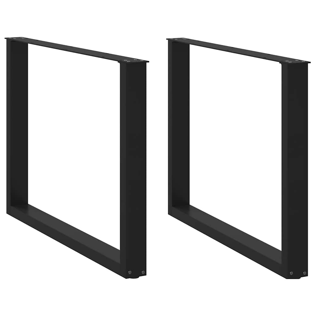vidaXL Dining Table Legs U-Shaped 2 pcs Black 100x(72-73) cm Steel
