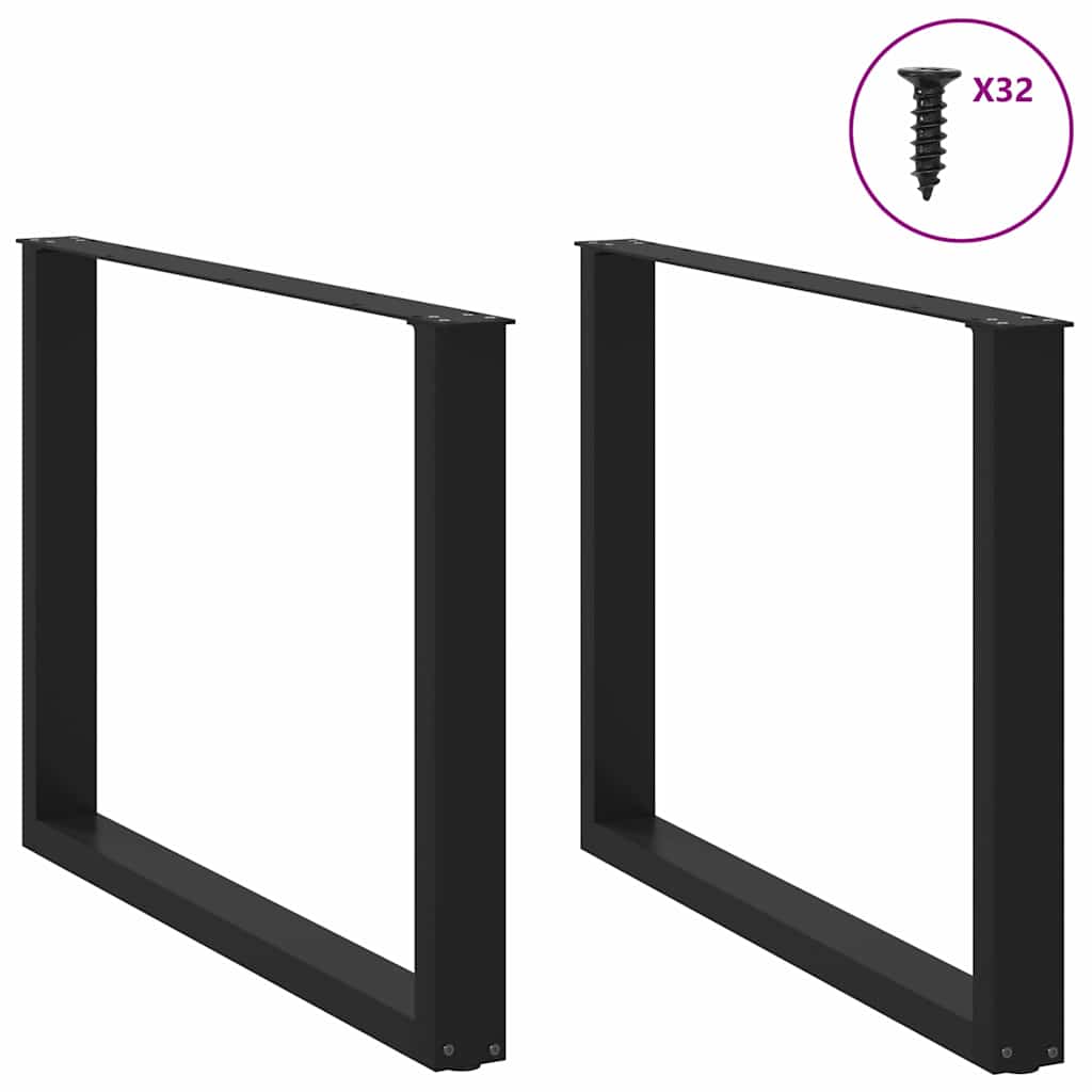 vidaXL Dining Table Legs U-Shaped 2 pcs Black 100x(72-73) cm Steel