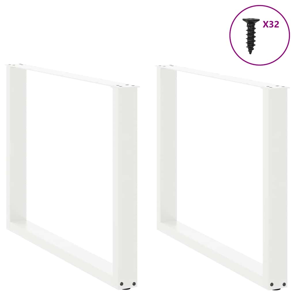 vidaXL Dining Table Legs U-Shaped 2 pcs White 100x(72-73) cm Steel