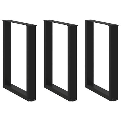 vidaXL Dining Table Legs U-Shaped 3 pcs Black 70x(72-73) cm Steel