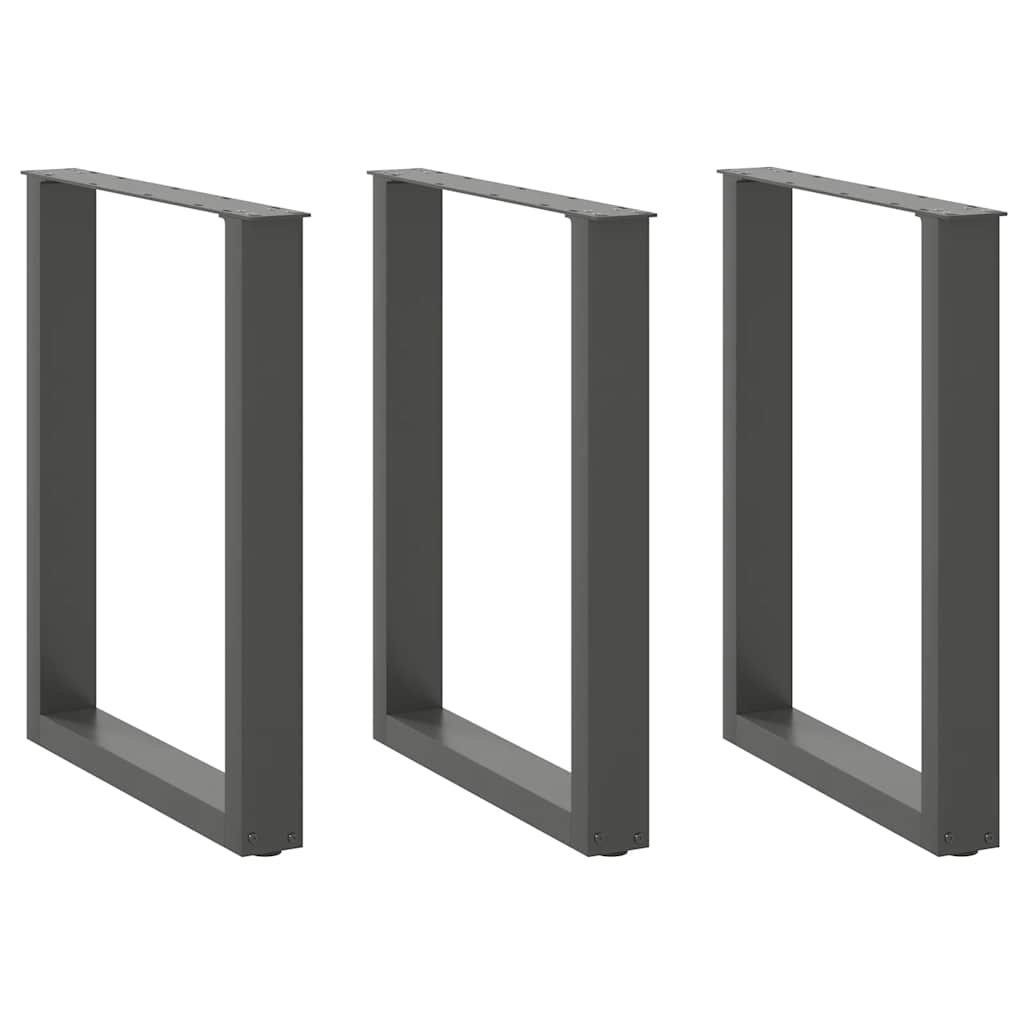 vidaXL Dining Table Legs U-Shaped 3 pcs Anthracite 70x(72-73) cm Steel