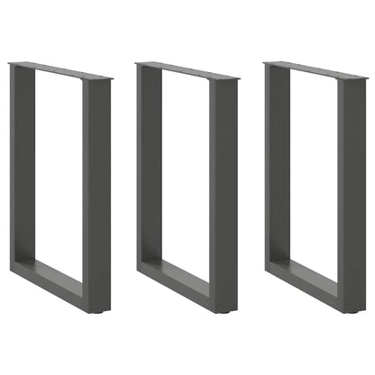 vidaXL Dining Table Legs U-Shaped 3 pcs Anthracite 70x(72-73) cm Steel