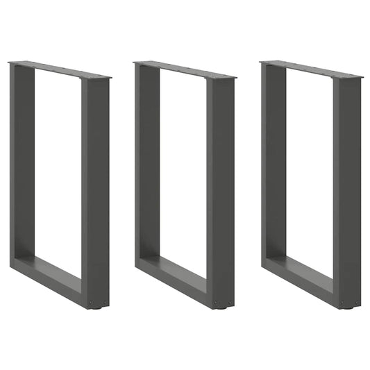 vidaXL Dining Table Legs U-Shaped 3 pcs Anthracite 70x(72-73) cm Steel