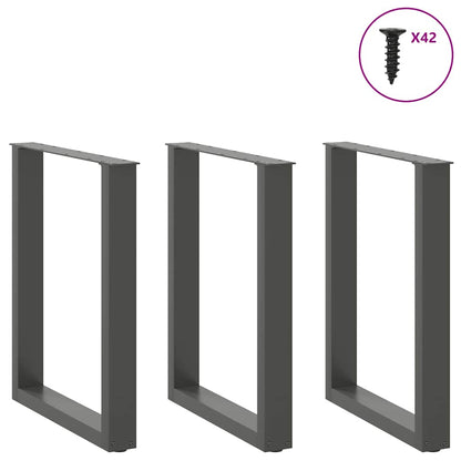 vidaXL Dining Table Legs U-Shaped 3 pcs Anthracite 70x(72-73) cm Steel