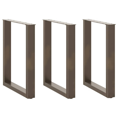 vidaXL Dining Table Legs U-Shaped 3 pcs Natural Steel 70x(72-73) cm Steel
