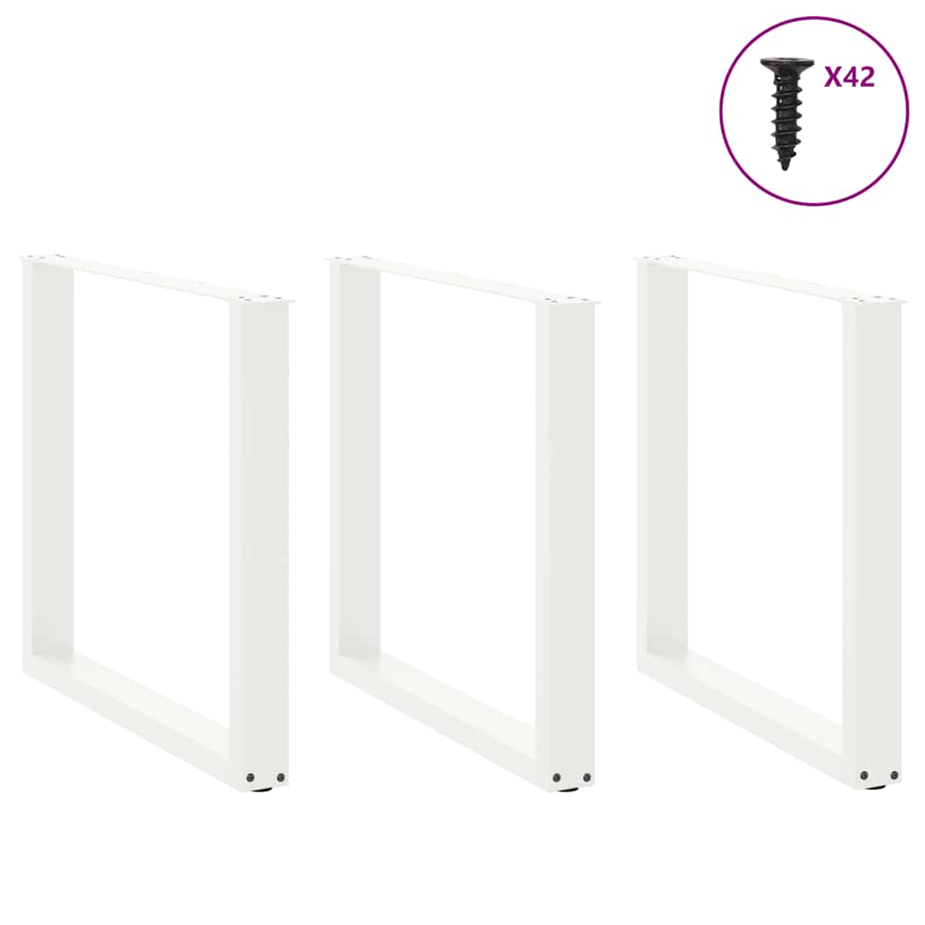 vidaXL Dining Table Legs U-Shaped 3 pcs White 80x(72-73) cm Steel