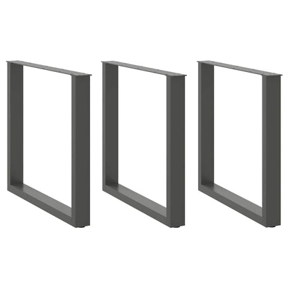 vidaXL Dining Table Legs U-Shaped 3 pcs Anthracite 80x(72-73) cm Steel