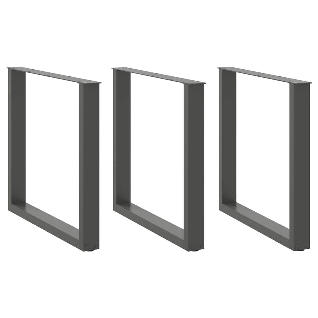vidaXL Dining Table Legs U-Shaped 3 pcs Anthracite 80x(72-73) cm Steel