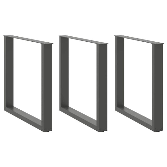 vidaXL Dining Table Legs U-Shaped 3 pcs Anthracite 80x(72-73) cm Steel