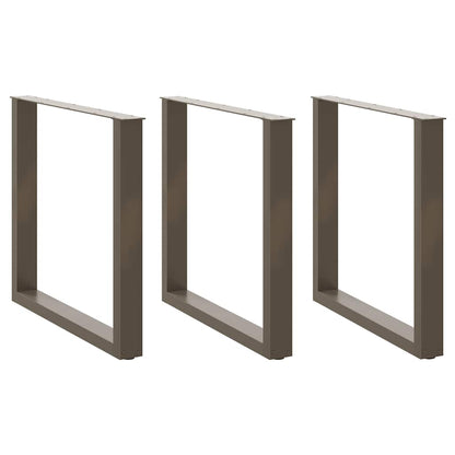 vidaXL Dining Table Legs U-Shaped 3 pcs Natural Steel 80x(72-73) cm Steel