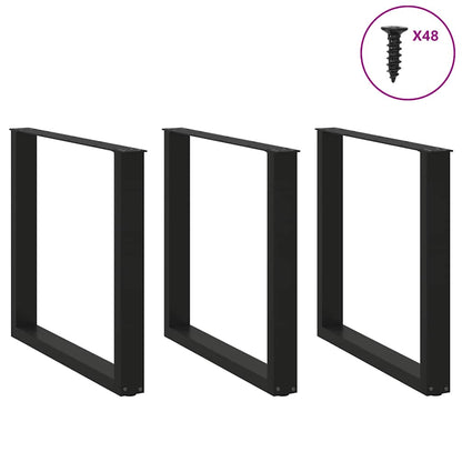 vidaXL Dining Table Legs U-Shaped 3 pcs Black 90x(72-73) cm Steel