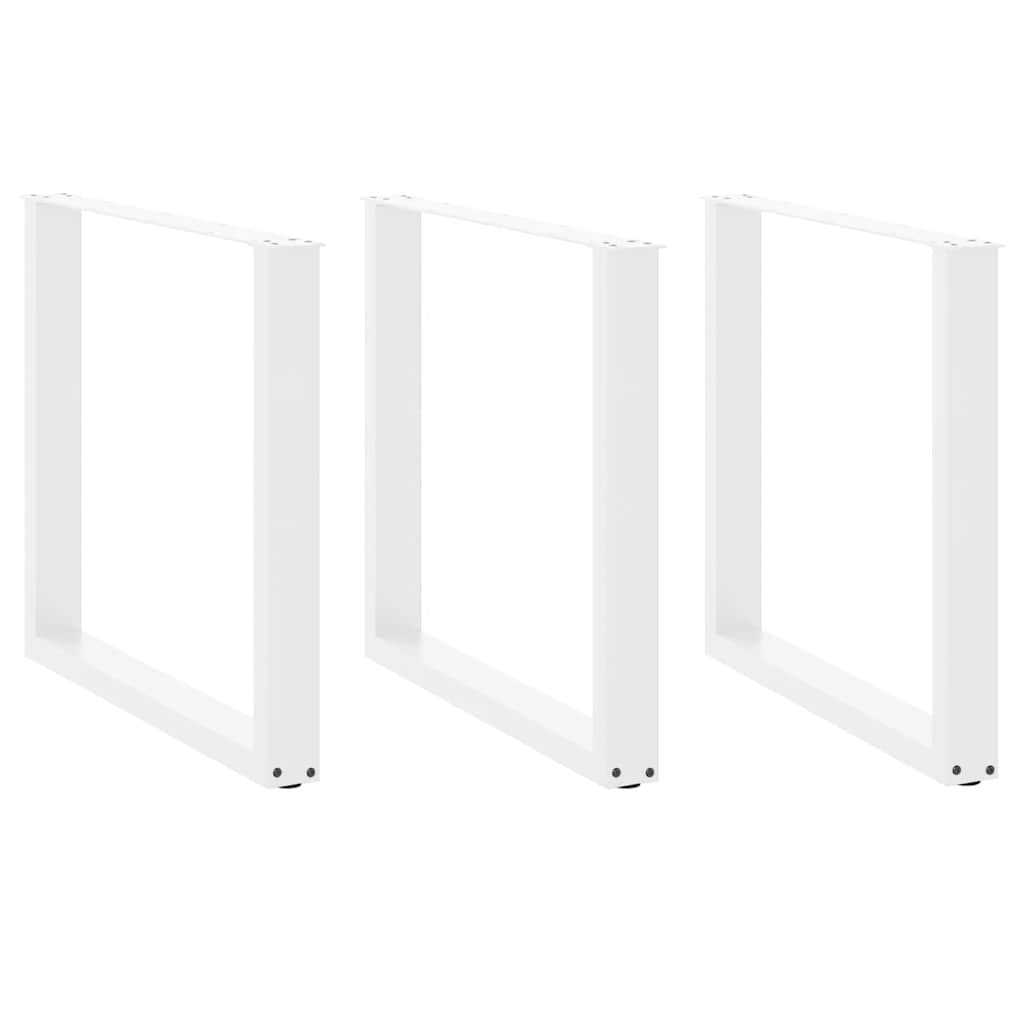 vidaXL Dining Table Legs U-Shaped 3 pcs White 90x(72-73) cm Steel