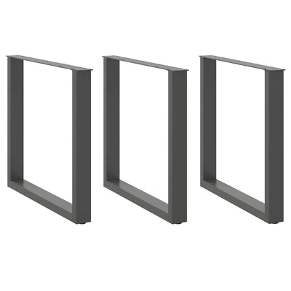 vidaXL Dining Table Legs U-Shaped 3 pcs Anthracite 90x(72-73) cm Steel