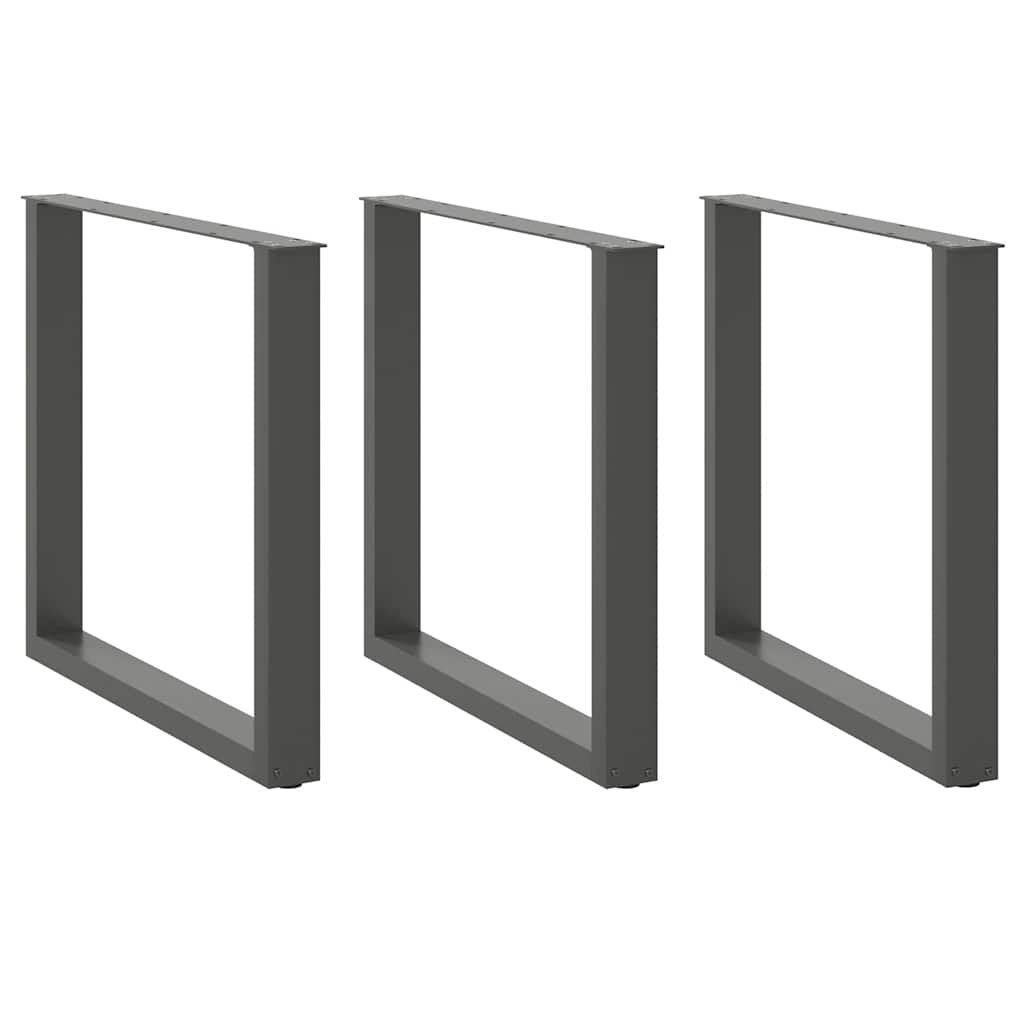 vidaXL Dining Table Legs U-Shaped 3 pcs Anthracite 90x(72-73) cm Steel