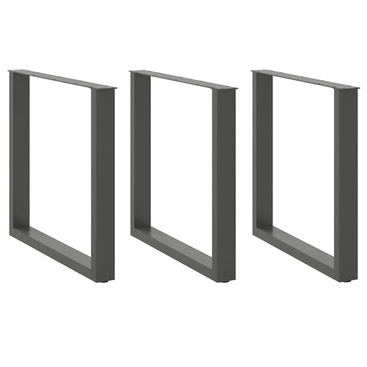 vidaXL Dining Table Legs U-Shaped 3 pcs Anthracite 90x(72-73) cm Steel