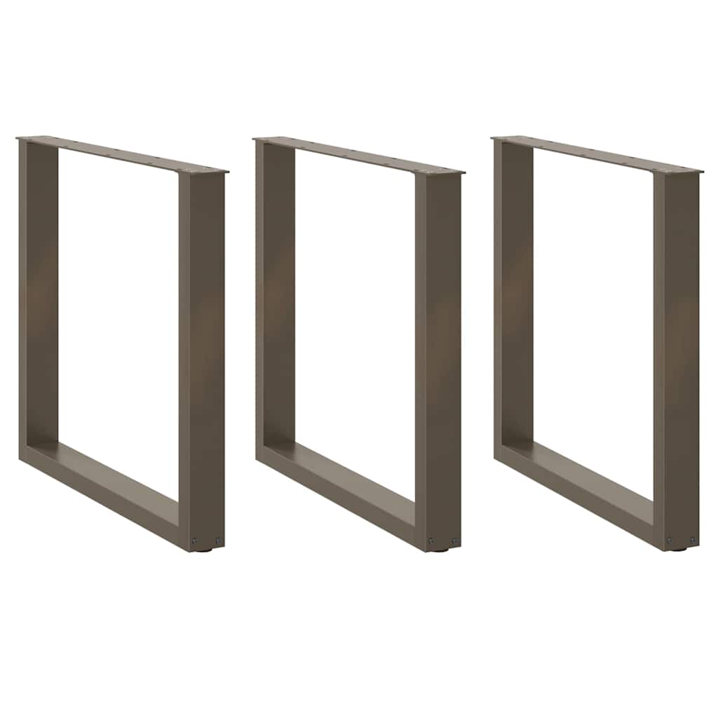 vidaXL Dining Table Legs U-Shaped 3 pcs Natural Steel 90x(72-73) cm Steel