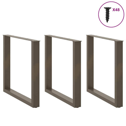 vidaXL Dining Table Legs U-Shaped 3 pcs Natural Steel 90x(72-73) cm Steel