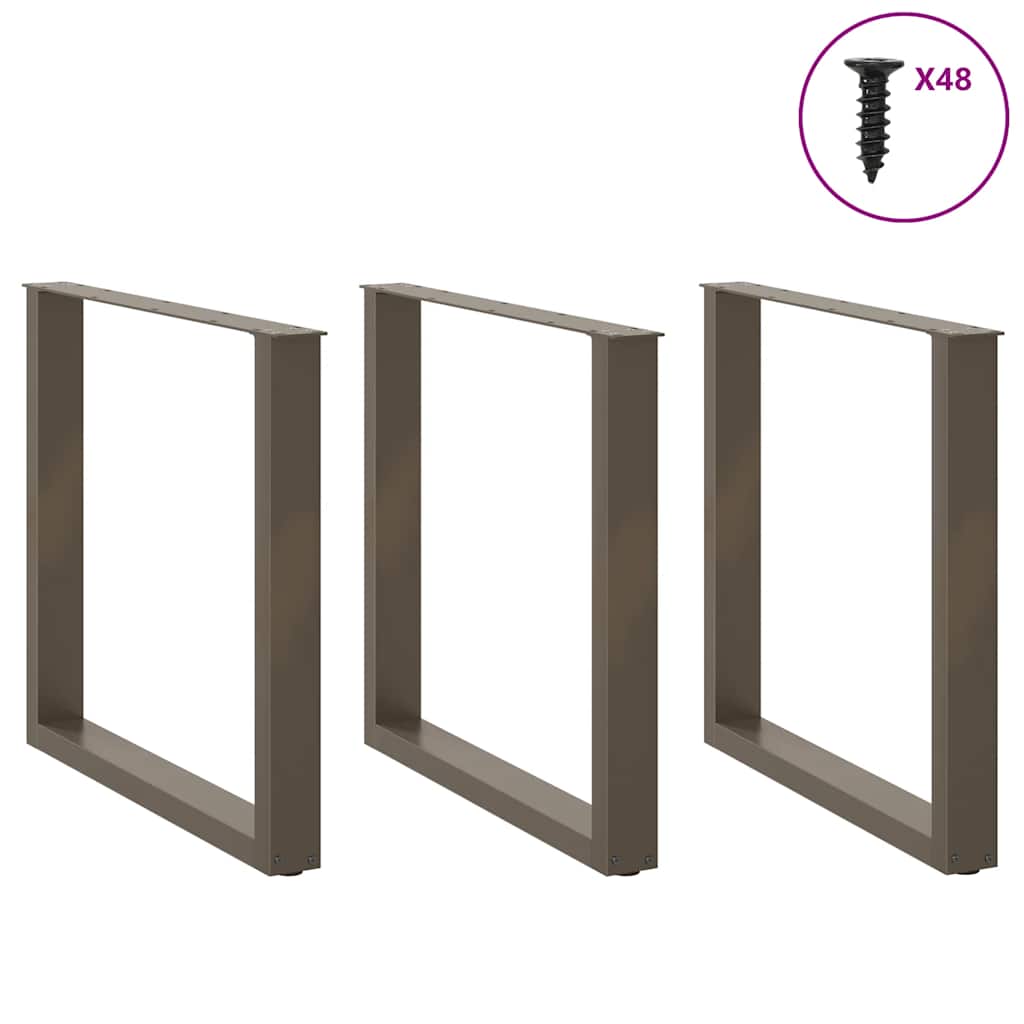 vidaXL Dining Table Legs U-Shaped 3 pcs Natural Steel 90x(72-73) cm Steel