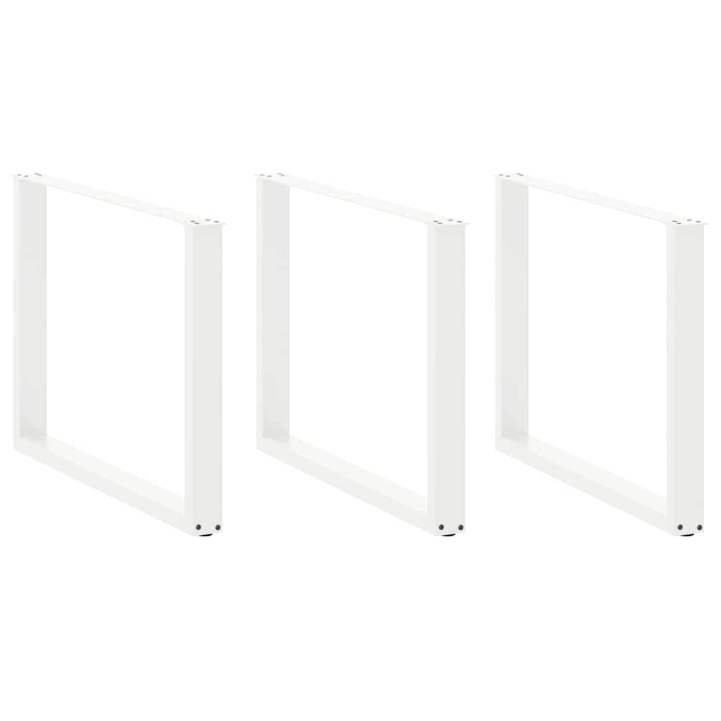 vidaXL Dining Table Legs U-Shaped 3 pcs White 100x(72-73) cm Steel