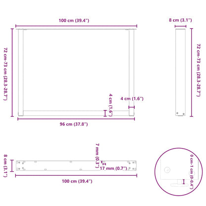 vidaXL Dining Table Legs U-Shaped 3 pcs White 100x(72-73) cm Steel