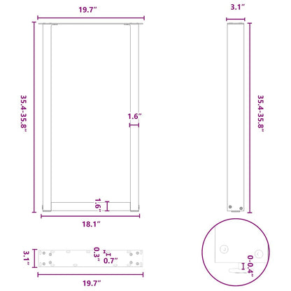 vidaXL Bar Table Legs U-Shaped 2 pcs Anthracite 50x(90-91) cm Steel
