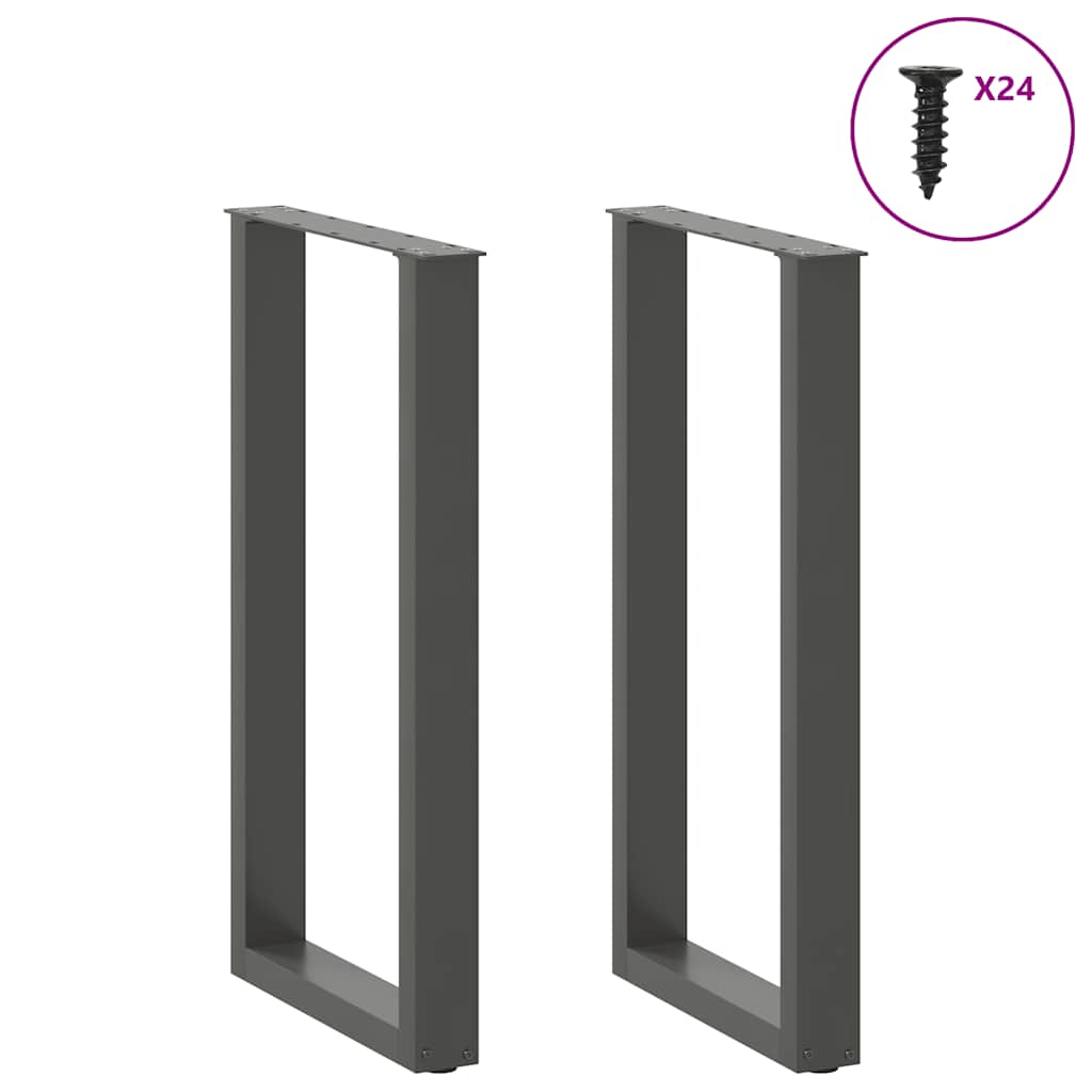 vidaXL Bar Table Legs U-Shaped 2 pcs Anthracite 50x(90-91) cm Steel