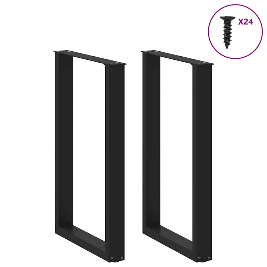 vidaXL Bar Table Legs U-Shaped 2 pcs Black 60x(90-91) cm Steel