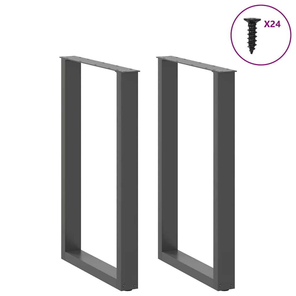 vidaXL Bar Table Legs U-Shaped 2 pcs Anthracite 60x(90-91) cm Steel