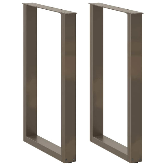 vidaXL Bar Table Legs U-Shaped 2 pcs Natural Steel 60x(90-91) cm Steel