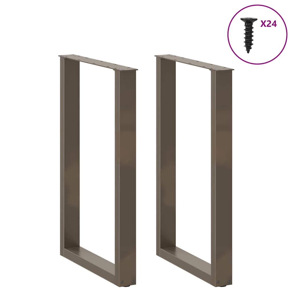 vidaXL Bar Table Legs U-Shaped 2 pcs Natural Steel 60x(90-91) cm Steel