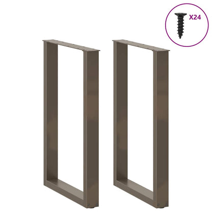vidaXL Bar Table Legs U-Shaped 2 pcs Natural Steel 60x(90-91) cm Steel