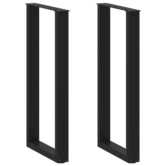vidaXL Bar Table Legs U-Shaped 2 pcs Black 40x(100-101) cm Steel