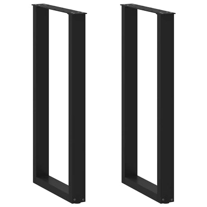 vidaXL Bar Table Legs U-Shaped 2 pcs Black 50x(100-101) cm Steel