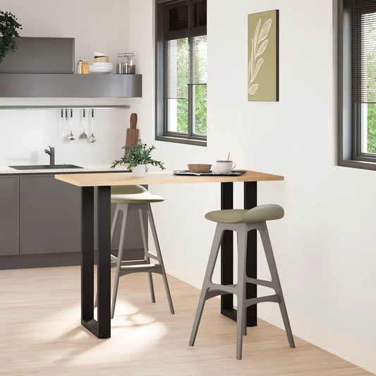 vidaXL Bar Table Legs U-Shaped 2 pcs Black 50x(100-101) cm Steel