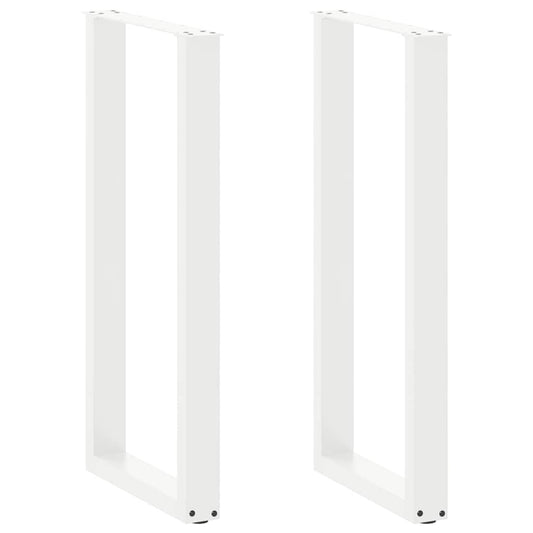 vidaXL Bar Table Legs U-Shaped 2 pcs White 50x(100-101) cm Steel