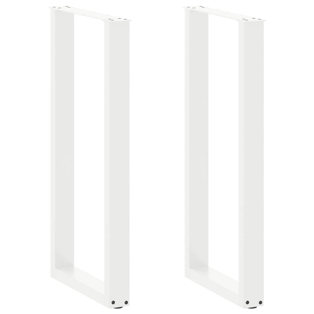 vidaXL Bar Table Legs U-Shaped 2 pcs White 50x(100-101) cm Steel