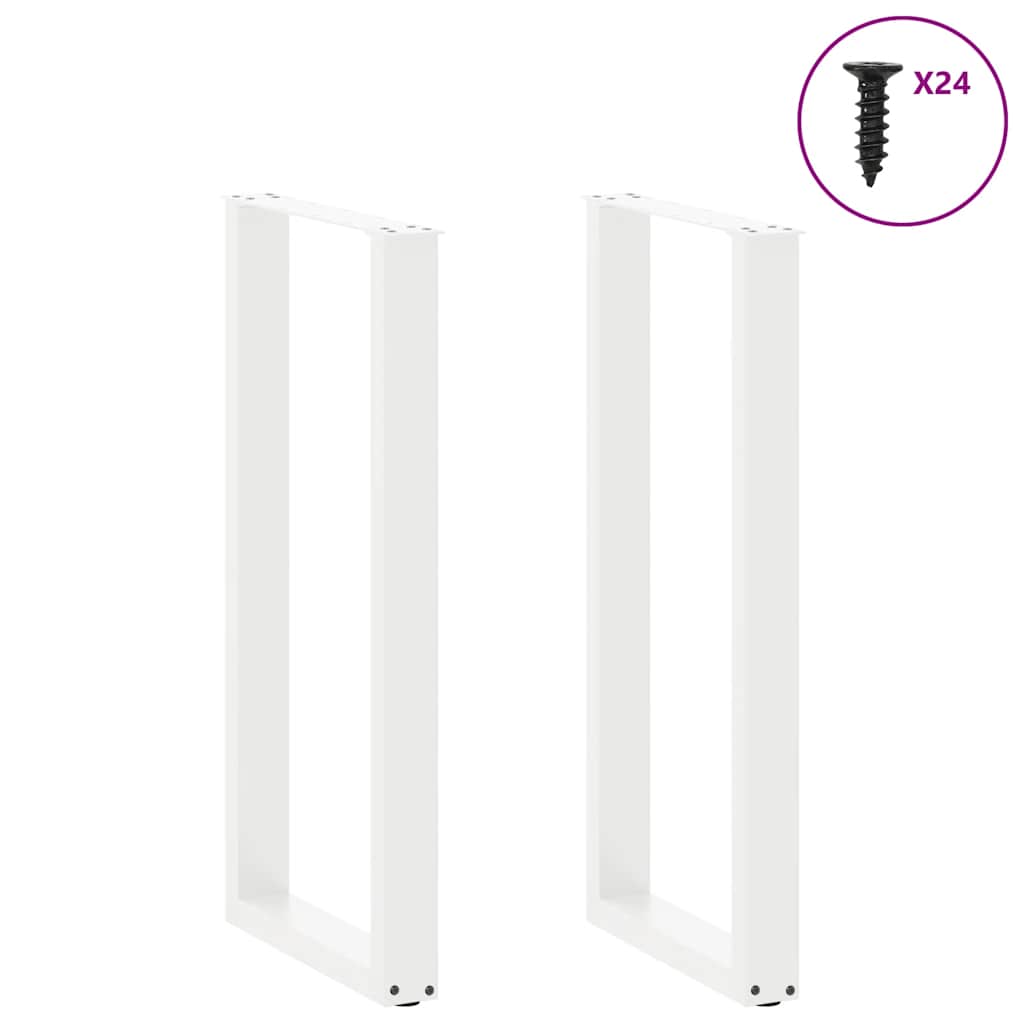 vidaXL Bar Table Legs U-Shaped 2 pcs White 50x(100-101) cm Steel