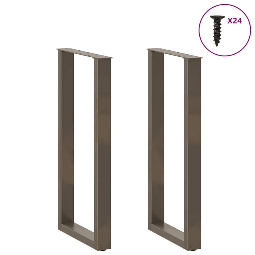 vidaXL Bar Table Legs U-Shaped 2 pcs Natural Steel 50x(100-101) cm Steel